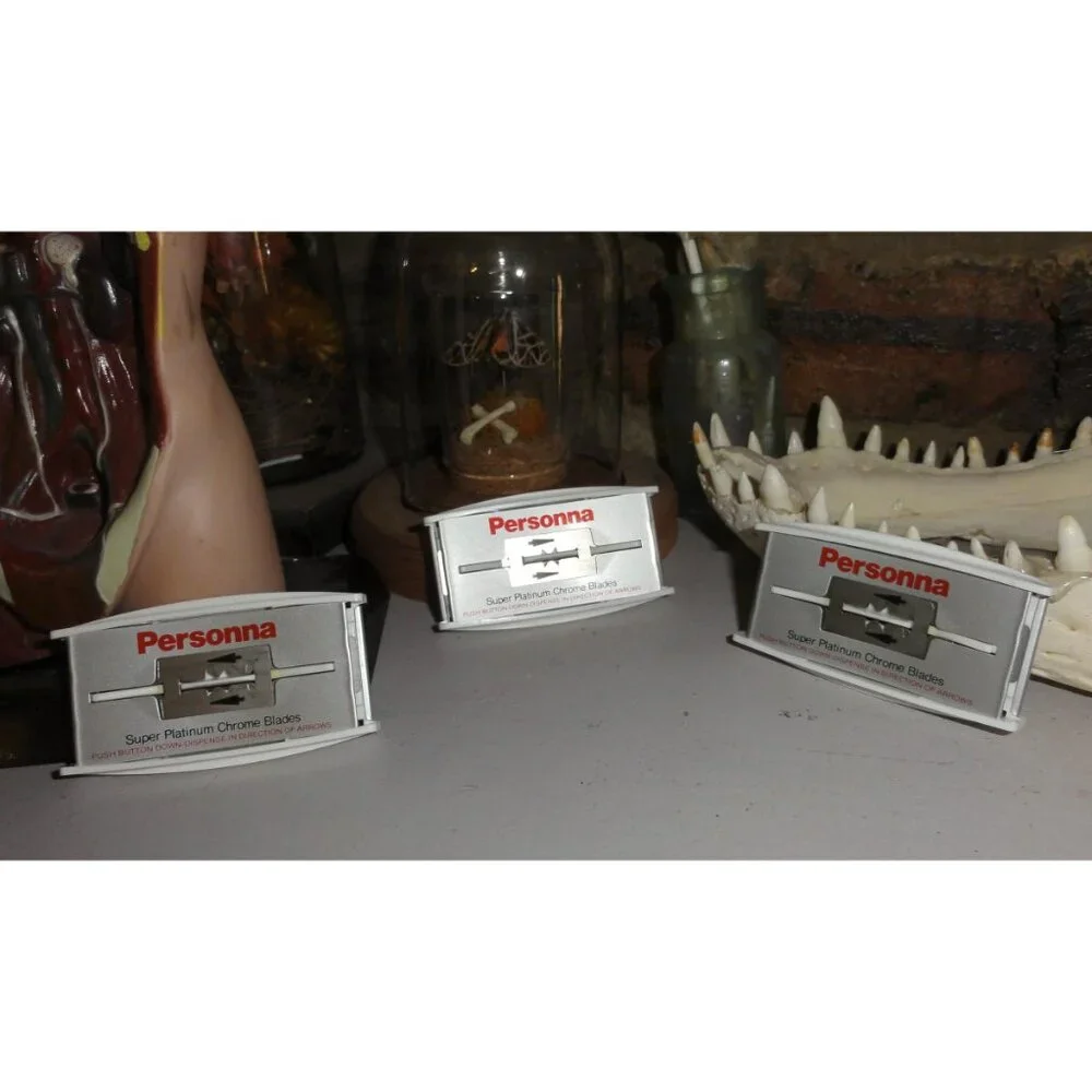Vintage Lot of Three Personna Super Platinum Chrome Blades double edge 15 Total